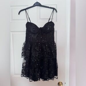 Windsor Black Strapless Lace Dress